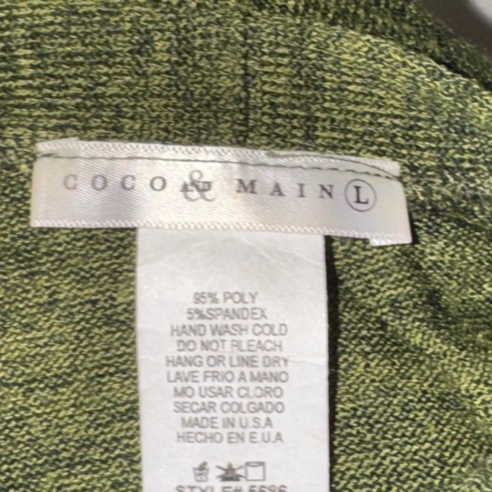 Olive Green V-Neck Women's Sweater - Picture 3 of 4